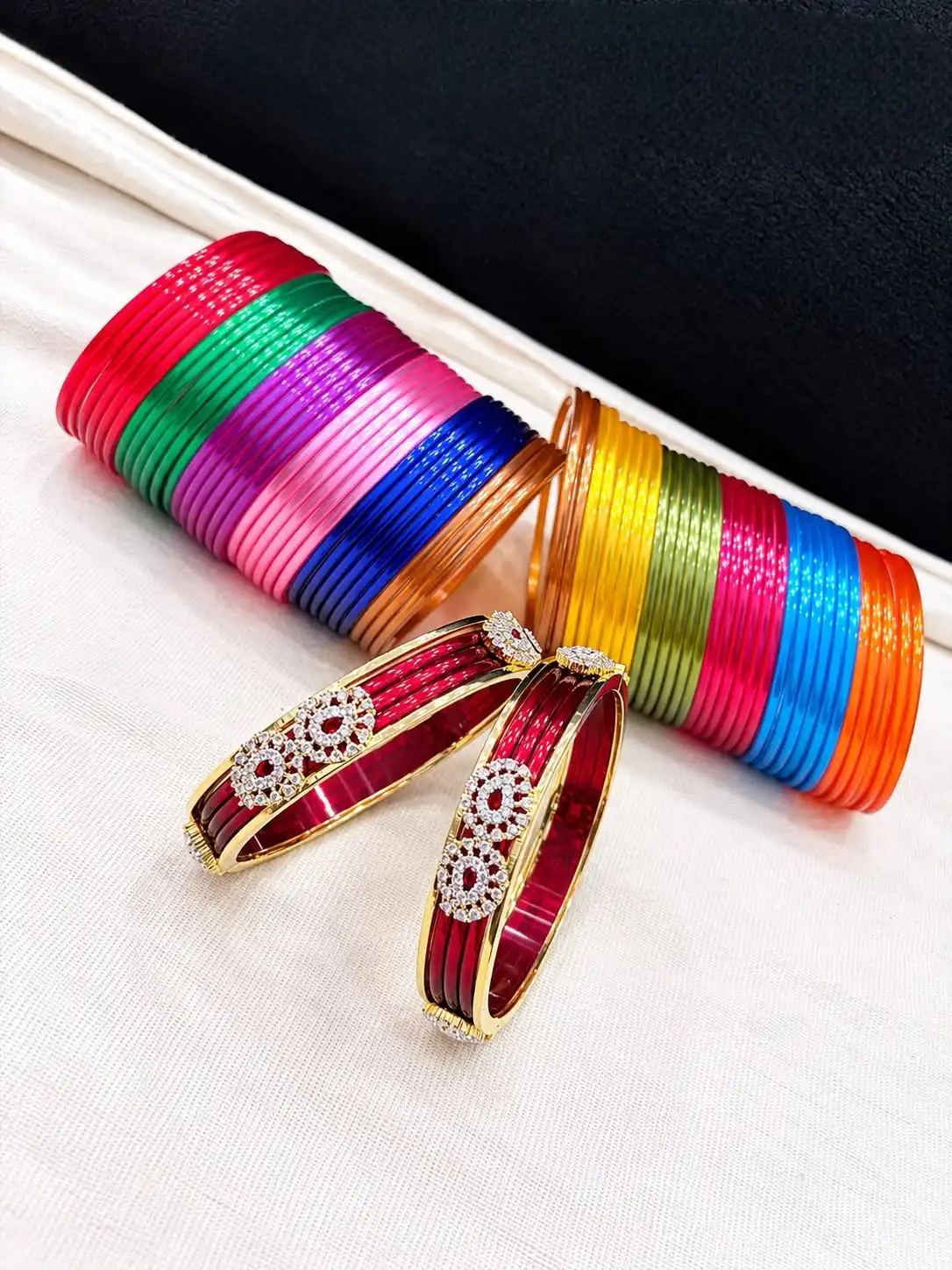 AD Stone Changeable Bangle Set